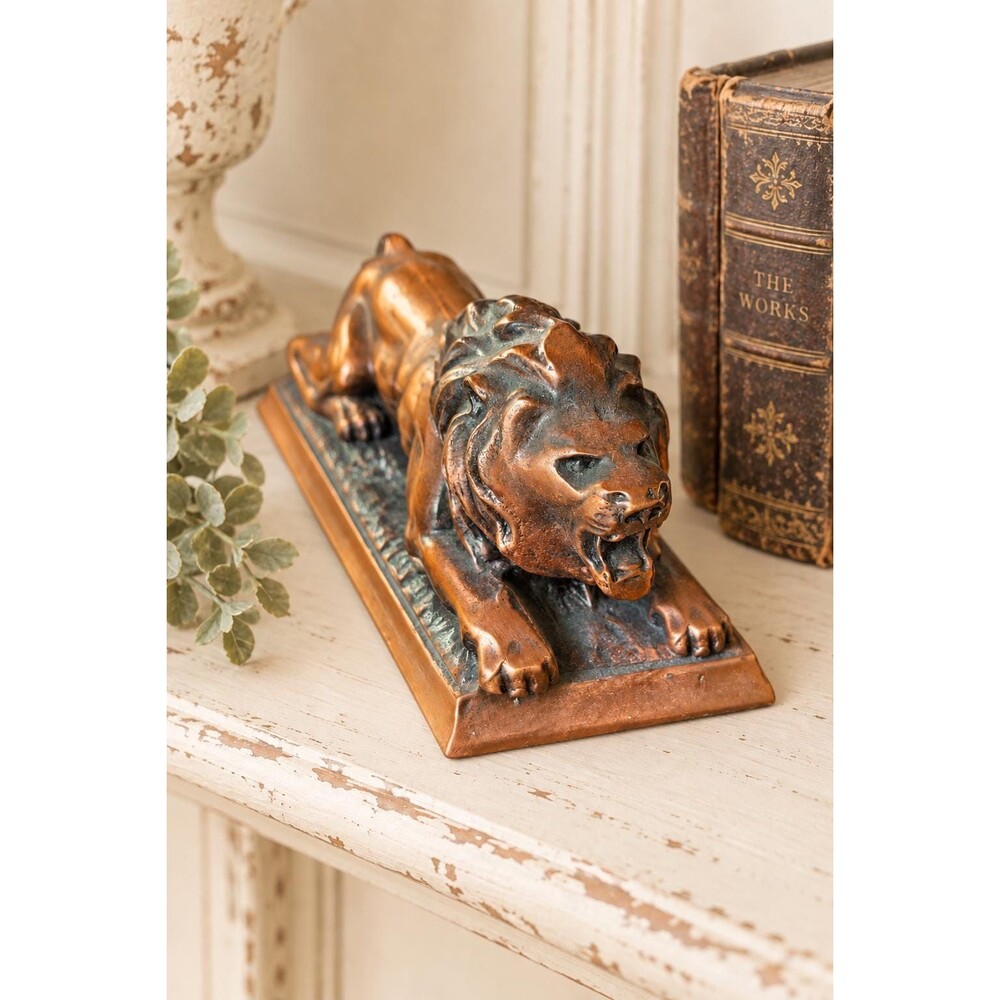Vintage Lions International Lion Figurine Bronze Tone Desk Decor 5.5”